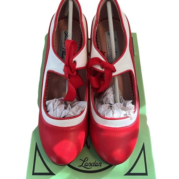 Lulu Hun London Jeanie High Heel Red and White Size 7 eu 38 UK 5 - Picture 4 of 12